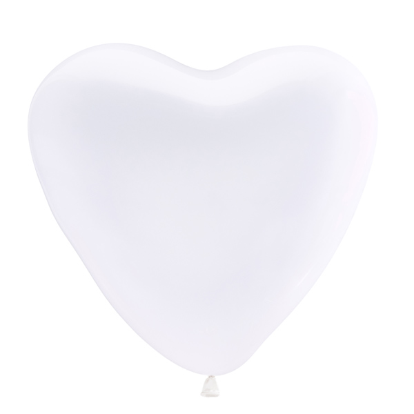 Воздушный шар латексный шар в форме сердца, диаметр 30см., наполнен гелием. Белого цвета
