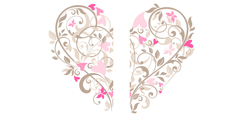 Шаблон для печати на кружке Розовое сердце