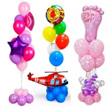 Каскады и фонтаны из воздушных шаров с гелием различной тематики