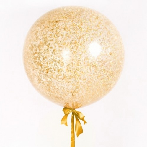 Воздушный шар-гигант, наполненный гелием, с золотым металлизированным конфетти внутри