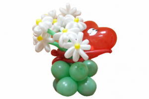 Напольная композиция Люблю с цветами из воздушных шаров. Размер: до 1,2м. Допускается любая цветовая вариация (уточняйте при заказе). 