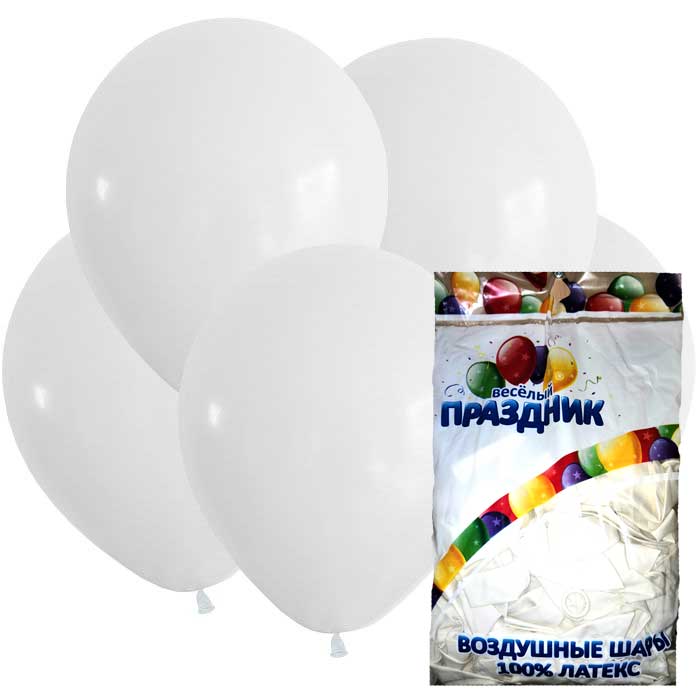 Воздушные шары Китай белые упаковка 100 штук 30 см