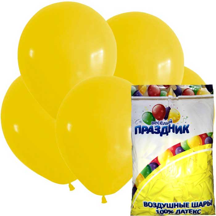 Воздушные шары Китай желтый упаковка 100 штук 30 см