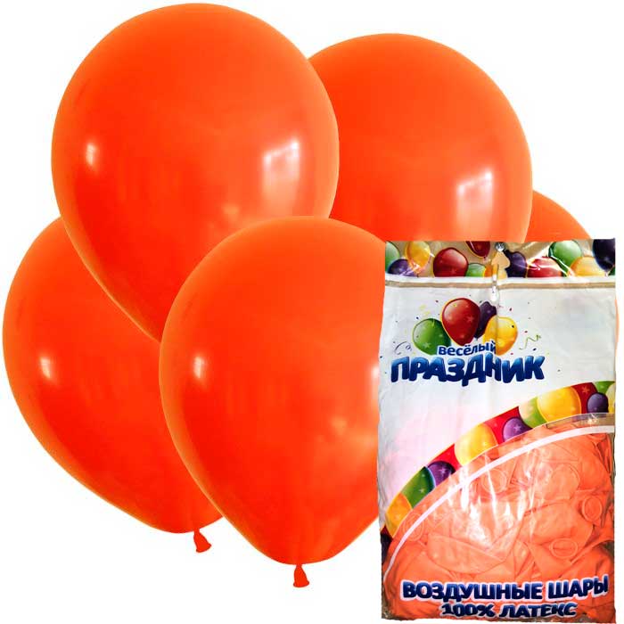 Воздушные шары Китай Оранжевые упаковка 100 штук 30 см