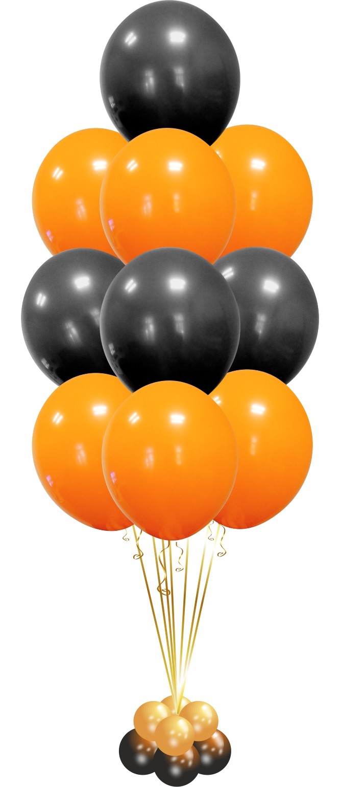 Гелий на 10 шаров. Фонтаны из шаров. Оранжево-черные шары. Черно оранжевые шары. Фонтан из 10 шаров.