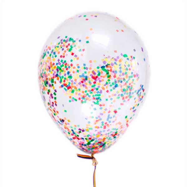 Воздушный шар, наполненный гелием, с разноцветным металлизированным конфетти внутри