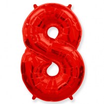воздушный шар из фольги, цифра 8, красный, воздушные шары, надутый гелием