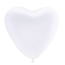 Воздушный шар латексный шар в форме сердца, диаметр 30см., наполнен гелием. Белого цвета