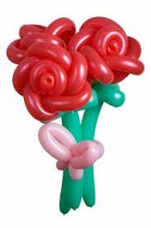Букет из 3 цветов из воздушных шаров в виде красных роз, с бантом. Высота: 0,7м. Возможна любая цветовая гамма