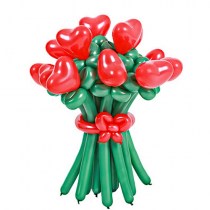 Букет из 11 цветов из воздушных шаров с бантом. Высота: 0,7м. Возможно любое количество цветов в букете