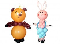 Фигуры Винни-Пух и Пятачок из воздушных шаров. Высота: до 1,5м. Возможно изготовление одной фигуры, стоимость будет 1300р.