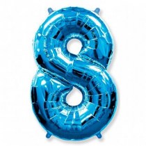воздушный шар из фольги, цифра 8, синий, воздушные шары, надутый гелием