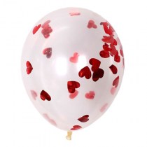 Воздушный шар с красным конфетти Сердца, наполненный гелием