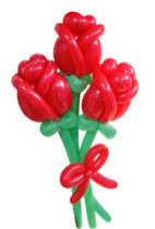 Букет из 3 цветов из воздушных шаров в виде бутонов роз, с бантом. Высота: 0,7м. Возможна любая цветовая гамма и любое количество цветов. Цена одного бутона 50р.